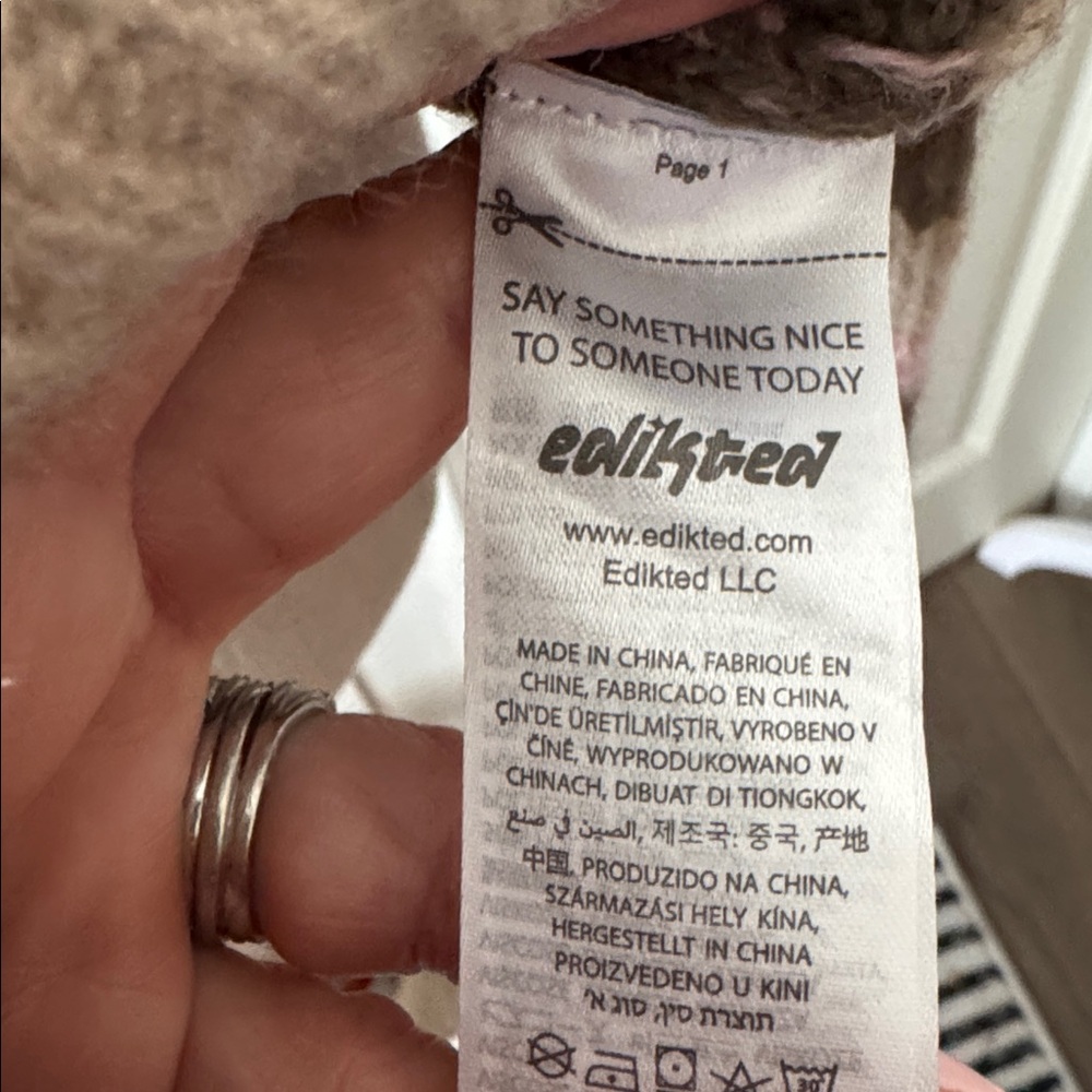 EDIKTED Striped Oversized Cropped Sweater in Pink and Brown/Beige Mix -Size M/L - Picture 9 of 13